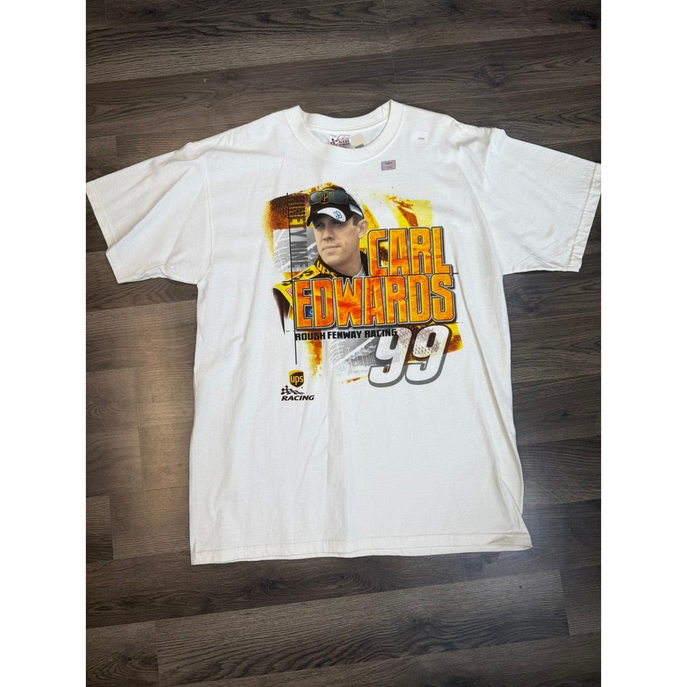 NASCAR Carl Edwards 99 Roush Fenway Racing UPS T-Shirt White Large Chase